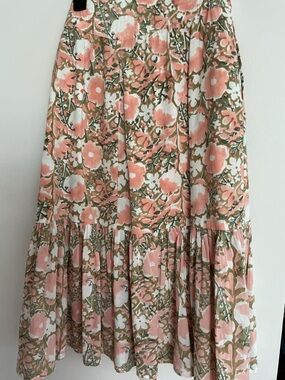 Mirth floral midi skirt, pink, beige, green
